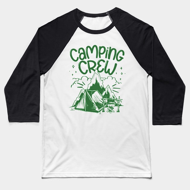 Camping Crew Camping Family Vacation Group Matching Baseball T-Shirt by Rengaw Designs